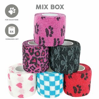 Selbsthaftende Verbnde fr Haustiere- 6er Set MIX BOX
